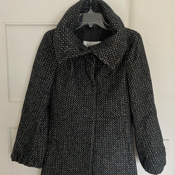 Max Mara Wool Cashmere Black&White Tweed Coat Size 4 - Picture 5 of 7